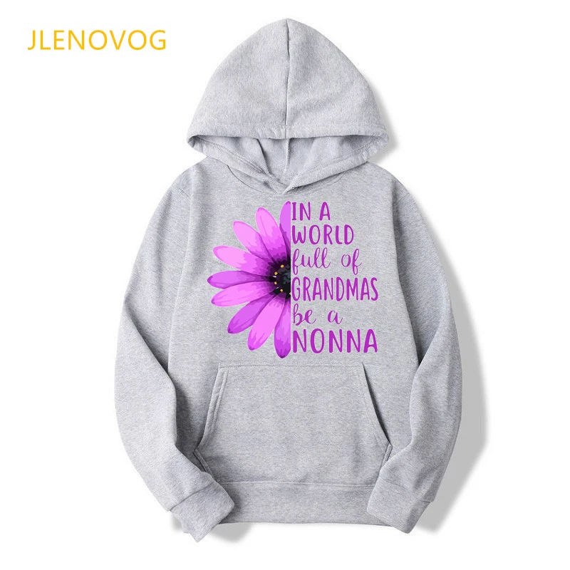 Be A Grandma Anemone Flower Graphic Cap Hoodie Women Mother\'S Day Gift Sweatshirt Femme Winter Kawaii Clothes Tracksuit Tops