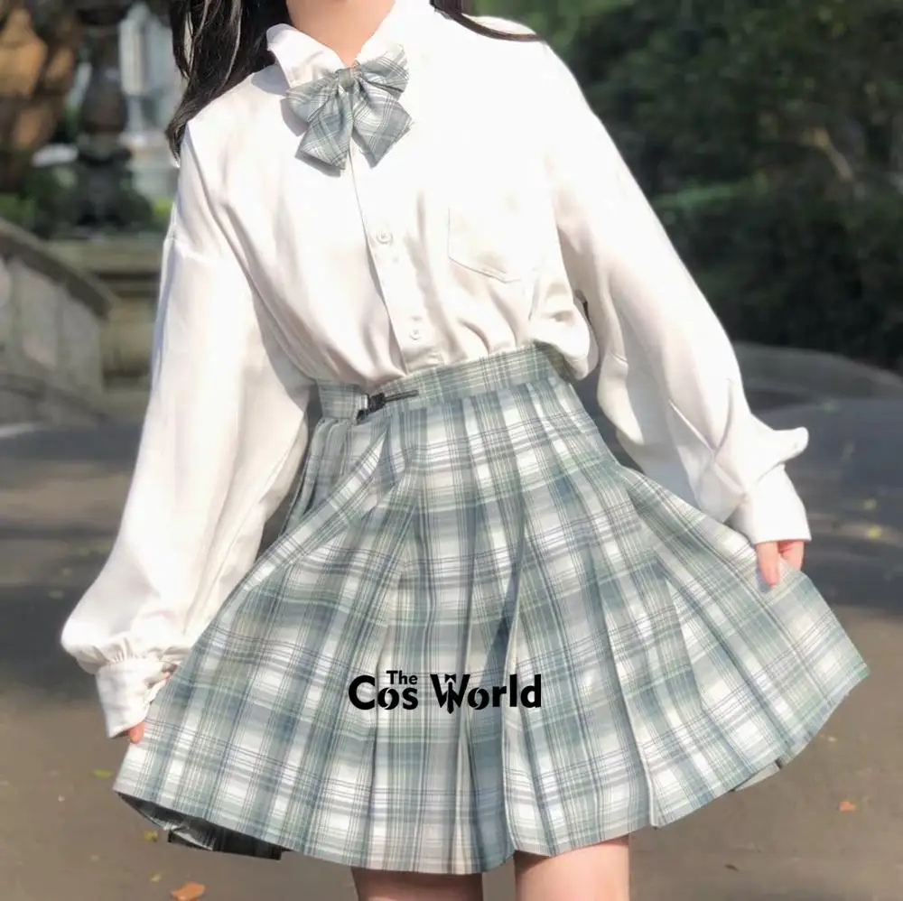 [クラウド深さ] ガールの夏ハイウエストプリーツスカート格子縞のスカート女性のドレスjk制服学生布