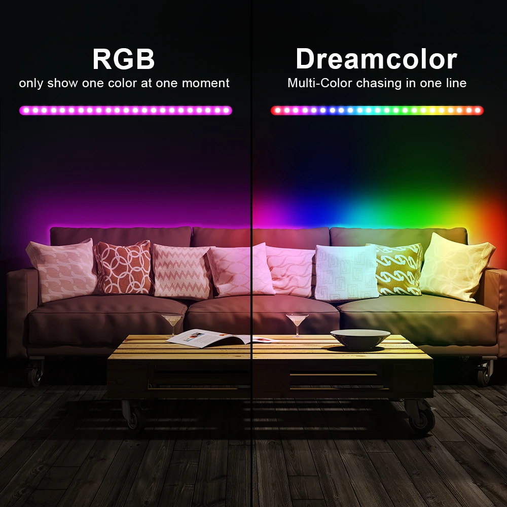 A+ LED Strip Lights, Color Changing WS2811 LED Lights With App Control,Rainbow Effect Light Strip For Bedroom, Party Christmas