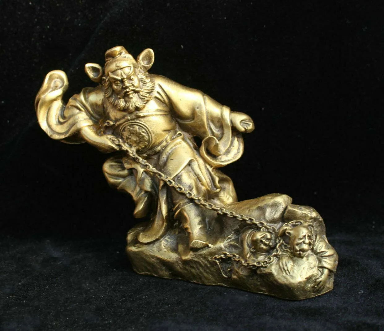 

Chinese Folk Brass Taoism Zhong Kui Zhongkui God Hold Sword Catch Ghost Statue