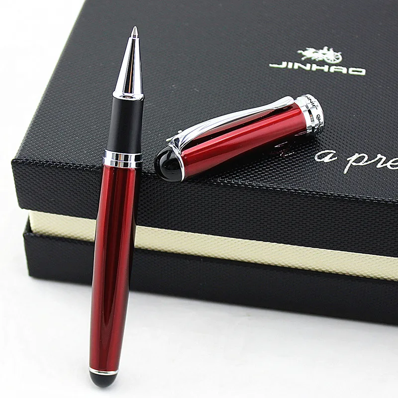 

JINHAO 750 unique Dark Red Golden Trim colours Roller ball Pen black ink refills luxury writing gift pens New Arrival