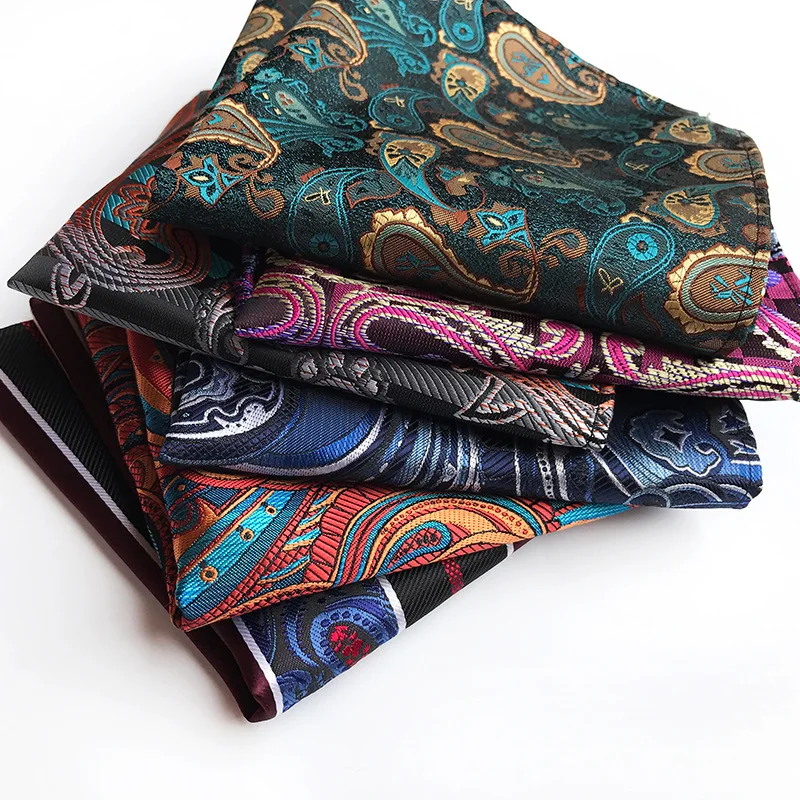 Wholesale&Retail Men's 100% Silk Handkerchief Luxury Geometric Floral Pocket Square Men Chest Towel Wedding Party Hankies