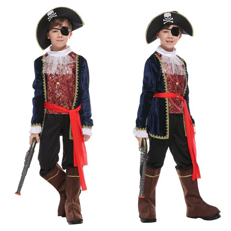 Umorden Boys Buccaneer Pirate Captain Hook Costume Cosplay Kids Child Halloween Purim Fancy Dress Outfit 4-6Y 6-8Y 8-10Y