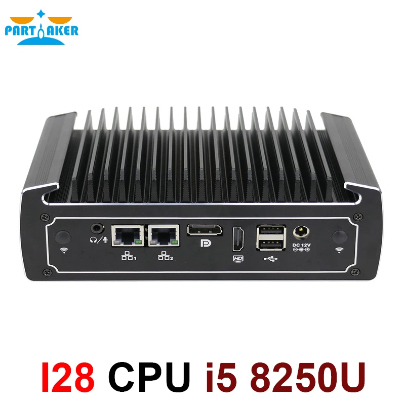 Partaker Quạt Không Cánh Mini Máy Tính 8th Thế Hệ Intel Core I5 8250u 4 K Mini PC 2 Nic Barebone NVIDIA Chiếc Với khe Cắm Thẻ Sim