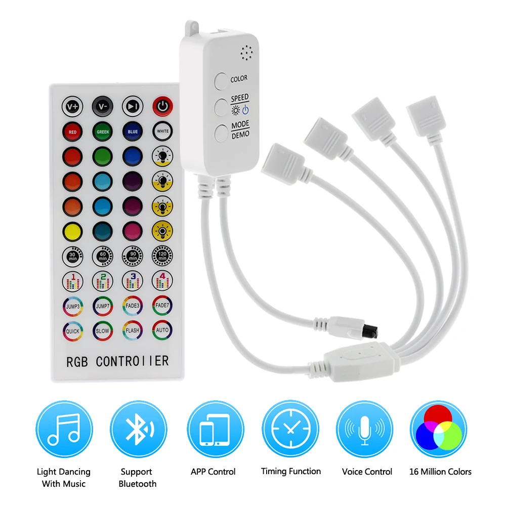 RGB Led Controller DC5-24V Bluetooth Music Control 40 Keys 16 Million Colors with Timer Mode for 5050 2835 Strip