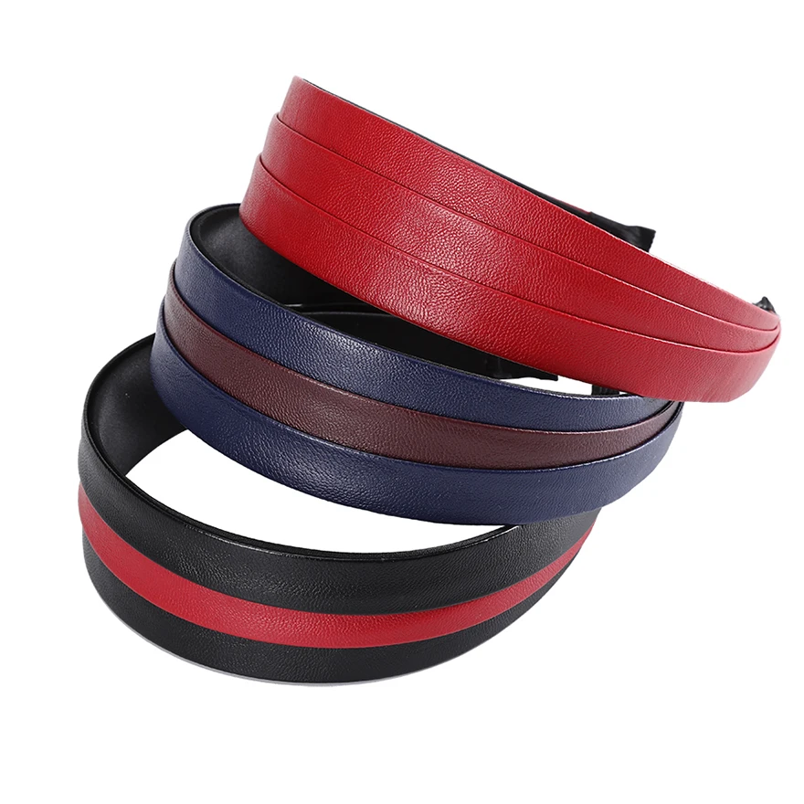 Molans New Wrinkled Faux Leather Hairbands Solid Simple PU Leathers Women Headbands Fashion Navy Black Wide Hair Hoops Headwear