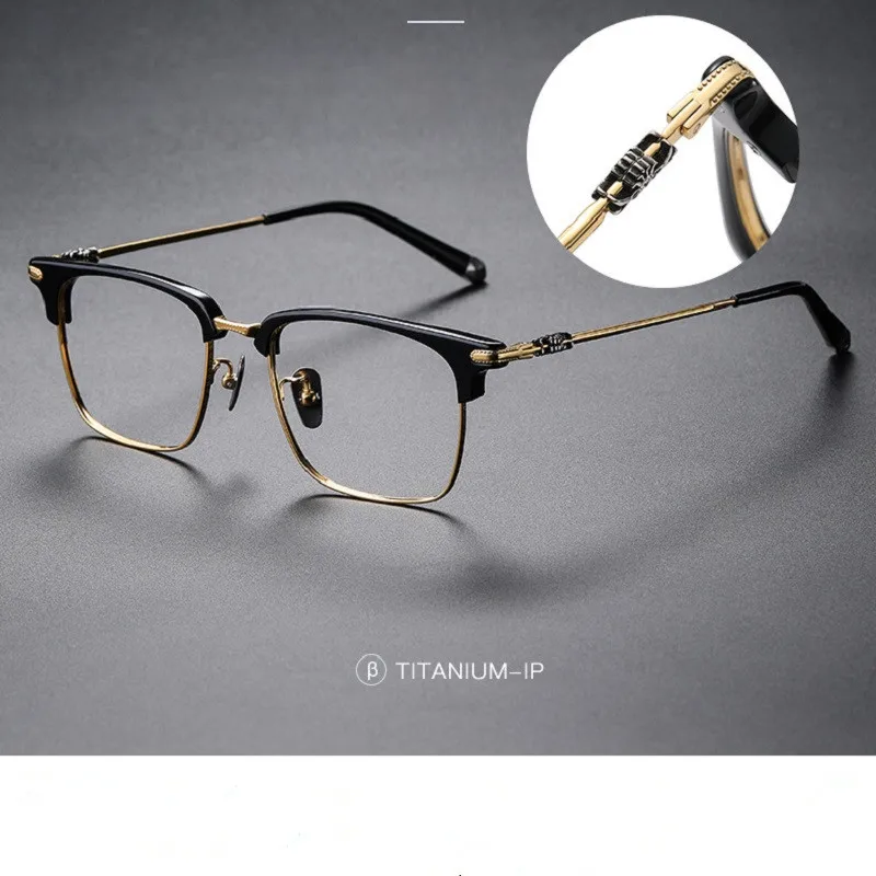 High Quality Titanium Ultralight Glasses Frame Japanese Handmade Retro Square Men Fashion Eyeglasses Women Eyewear Spectacles