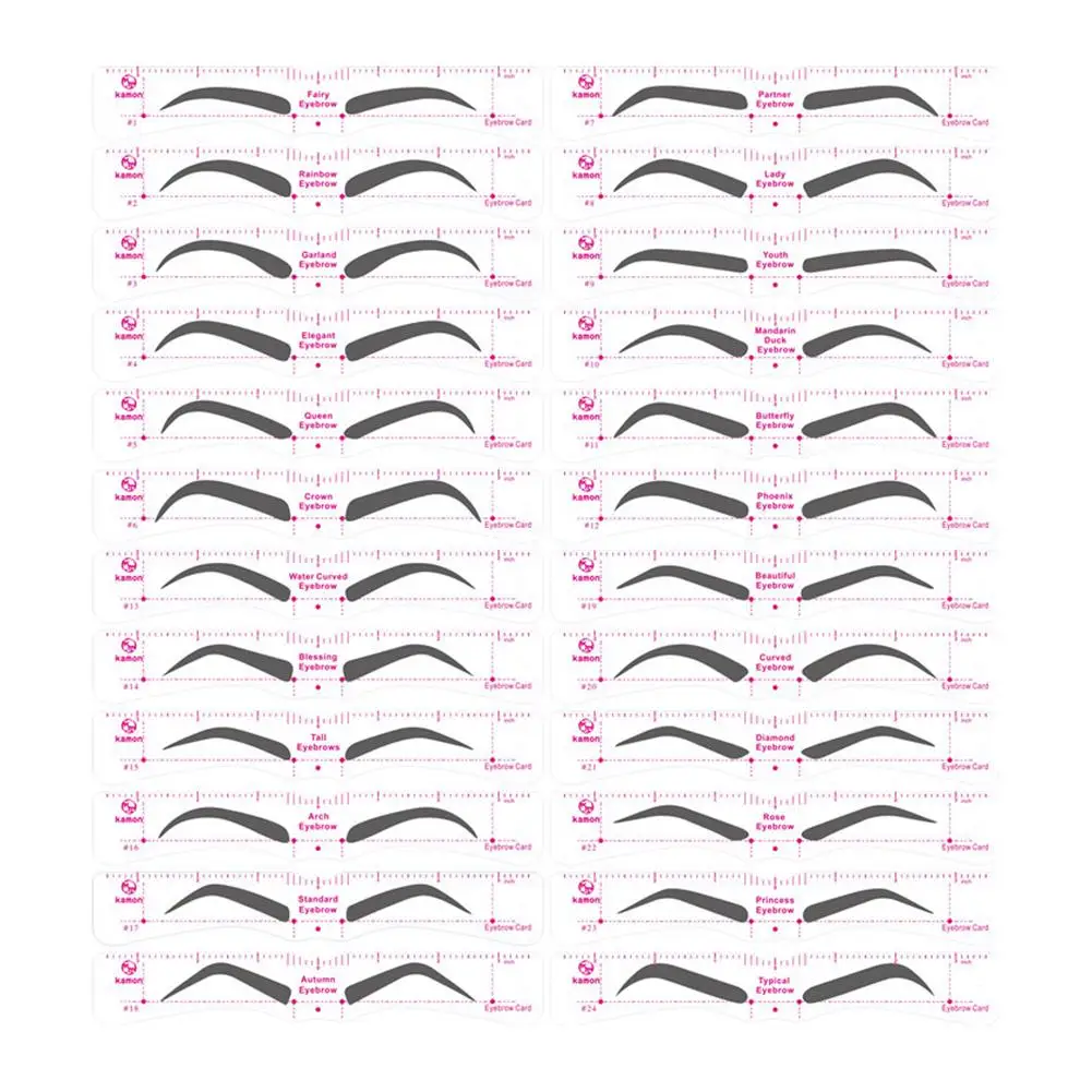 24Pcs Reusable Eyebrow Shaping Stencils Grooming Template Card Makeup Shaper Set Template Tool Eyebrow Makeup Beauty Kit