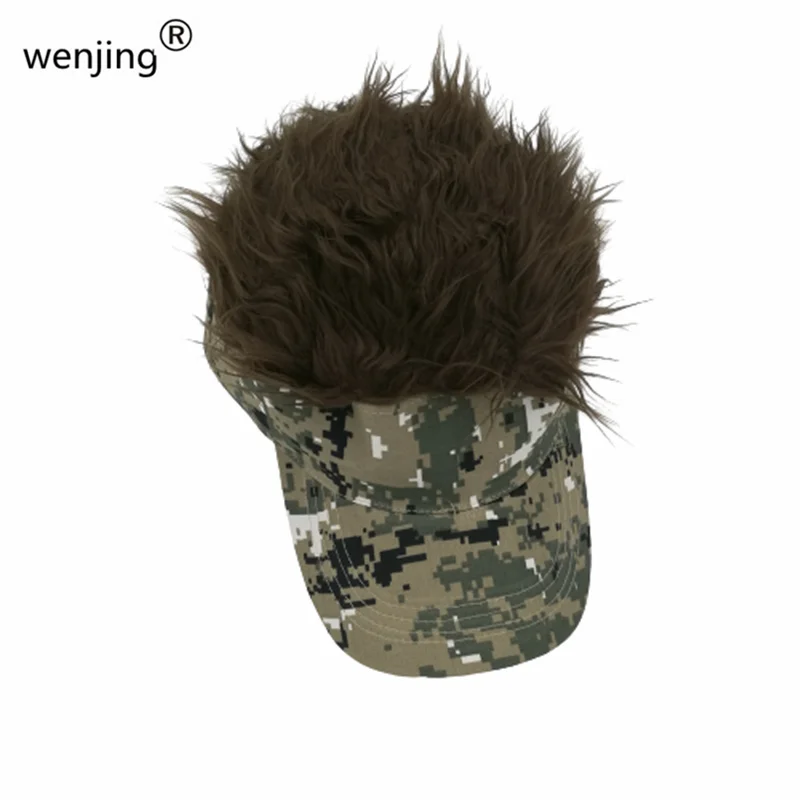 Wjc62  Adjustable Fashion Party Fans black Flair  fake Hair visor   wig  looking  Baseball Caps