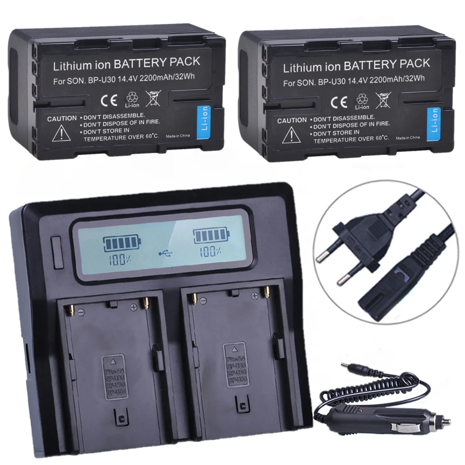 

2200mAh BP-U30 BPU30 Battery and Charger for Sony BP U30 BP-U60 BP-U90 PXW-FS5 PMW 100 150 160 200 PMW EX1 EX3