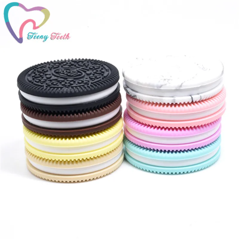 Teeny Teeth 10 PCS Cookie Silicone Pendants Oreo Silicone Teether Toys Baby Accessories Safe For Mommy Baby Teething Oreo Toys