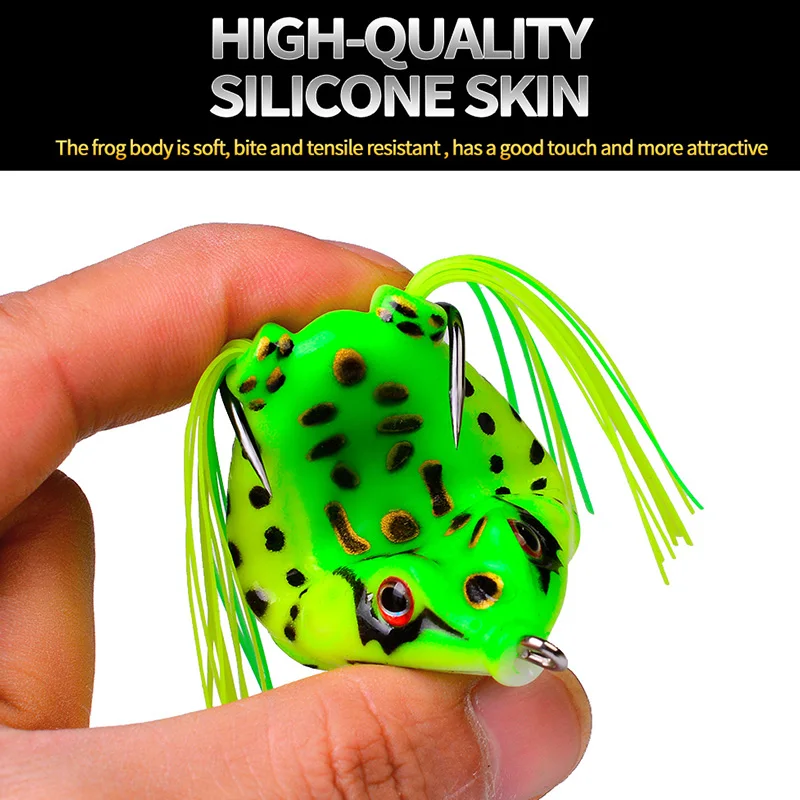 1PCS Frog Soft Silicone Bait 3D Eyes Rubber Fishing Lures 6g 9g 12g Artificial Bait With Double Hooks Frog Topwater Wobblers