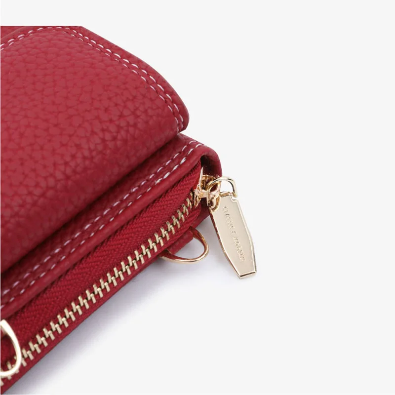Dompet Dompet Ponsel Kapasitas Besar Mode untuk Wanita Kulit PU Tas Bahu Warna Solid Tas Tangan Selempang Kecil