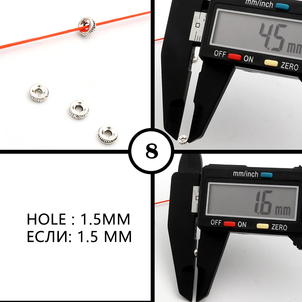50 Stück, 32 verschiedene Arten, gemischte Metall-Abstandshalter-Perlen mit unterschiedlichen Lochgrößen für die Herstellung von Schmuck, Armbändern, Halsketten und Ohrringen – Großhandel. – Detail 16