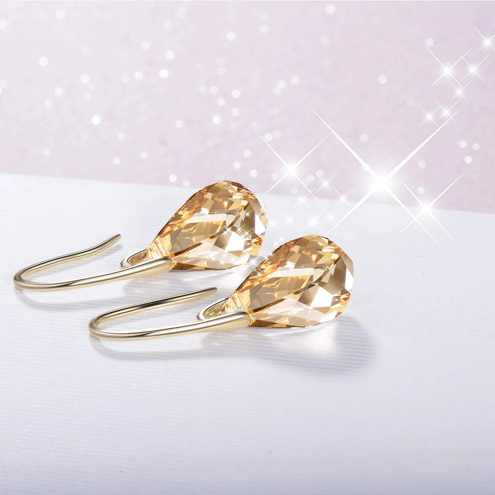 Trendy Gold Color Helix Pendant Drop Dangle Earrings Real Crystals From Austria For Women Party Statement Indian Jewelry Friends