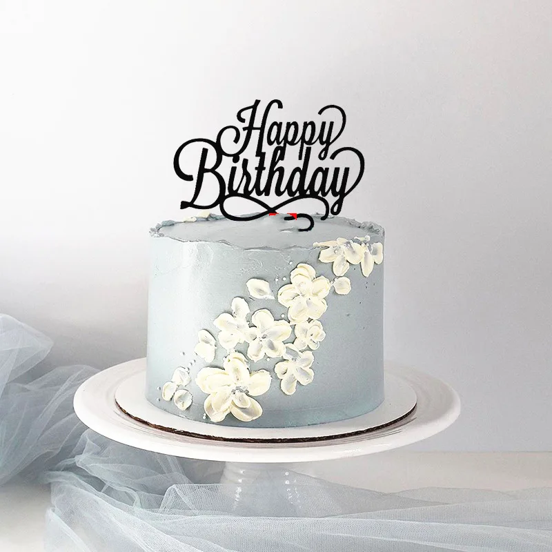 Gold Silber Alles Gute zum Geburtstag Kuchen Topper Acryl Klassische Geburtstag Cupcake Topper Dessert Dekoration für Baby Dusche Kuchen Liefert – Detail 28