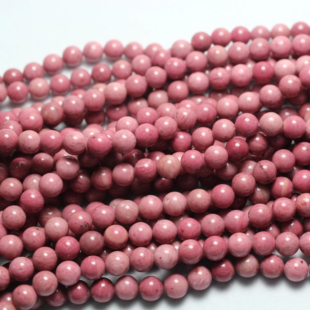 Natural A+ Rhodonite 6mm 8mm 10mm Stone Smooth Round Loose Beads 15