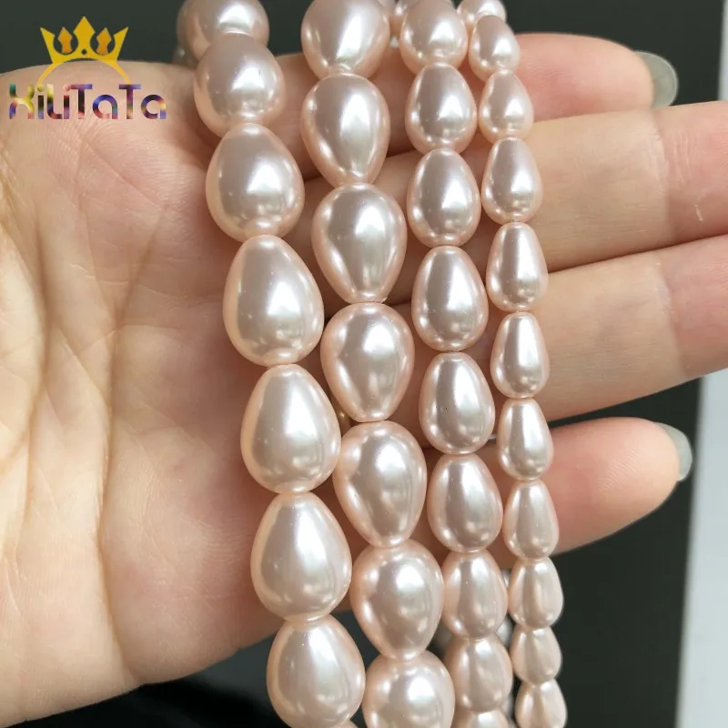 Natural Water Drop Beads Light Pink Shell Pearls Loose Beads For DIY Jewelry Making Bracelet Accessories 15\'\' 6*9 8*11 10*13mm