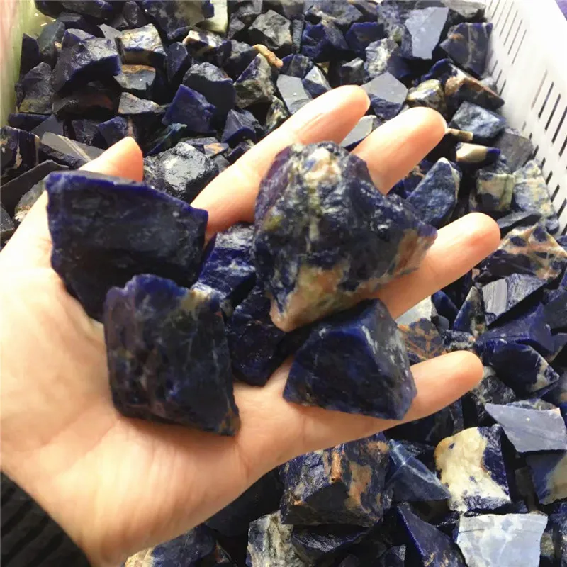 100g Natural Sodalite Raw Stone Crystal Bule Mineral Home Decor Fish Tank Flower Crystal Decoration