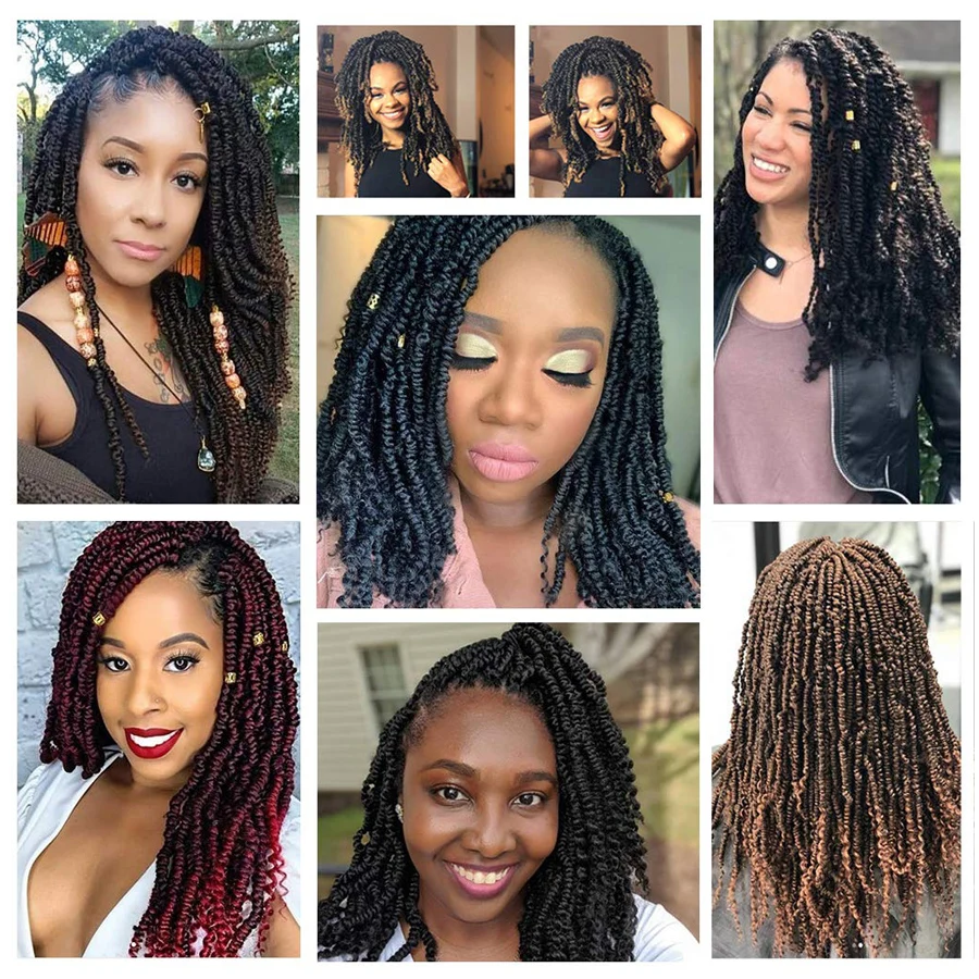 TOMO Crochet Spring Twist Hair 14 inch Pretwisted Fluffy Synthetic Pre looped Passion Twist Crochet Braids 24/16 Root