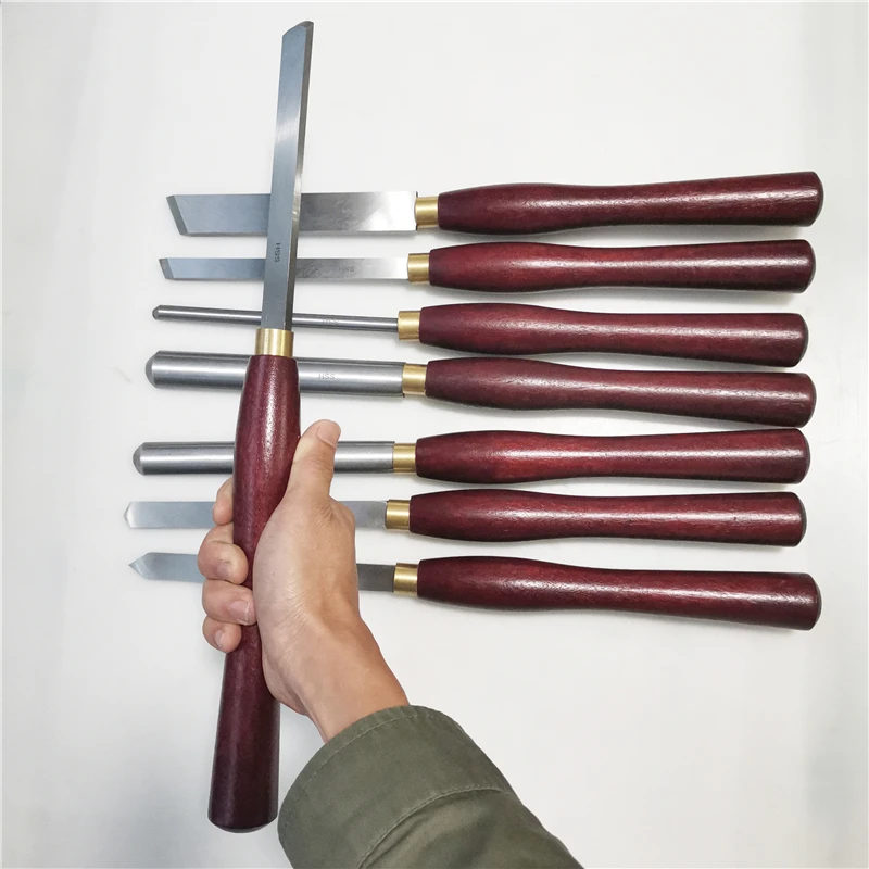 8pcs/set HSS Woodworking Turning Tool set HSS Lathe Chisel Set High Speed Steel Semicircle Knife Hand-held Wooden Turning Tool