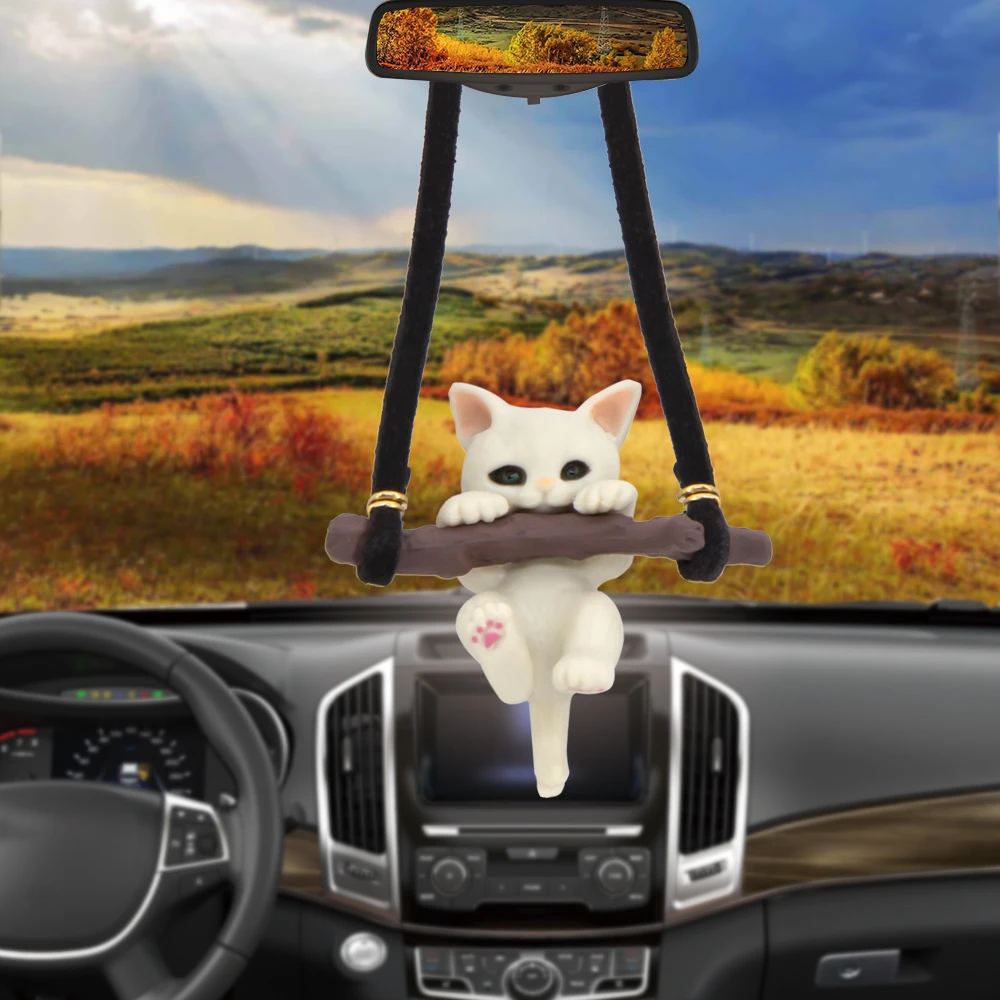 

Cute Branch Cat Car Pendant Ornaments Hanging Auto Interior Rear View Mirror Decoration Dangle Trim Accessory Car Accessories