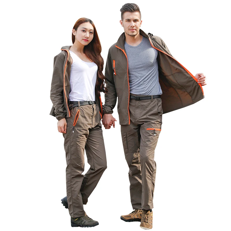 Hiking Sets Unisex Fishing Explore Sports Clothes Suit Breathable  Ultra-light Hooded Jacket With Pants