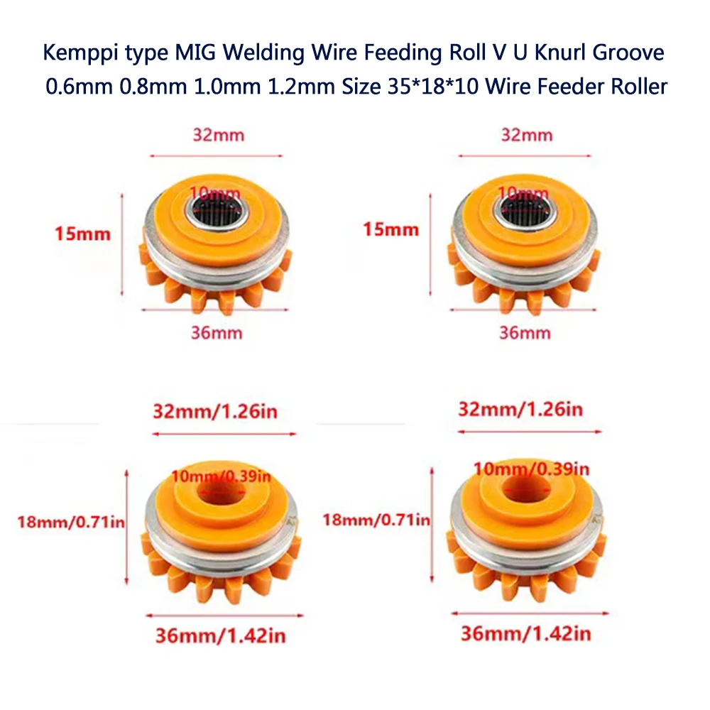 Kemppi type MIG Welding Wire Feeding Roll V U Knurl Groove 0.6mm 0.8mm 1.0mm 1.2mm Size 35*18*10 Wire Feeder Roller