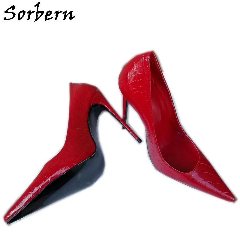 

Sorbern Sexy Red Women Pumps High Heel Stilettos Long Pointy Toes Slip On Party Shoes Female Club Footwear For Crossdresser