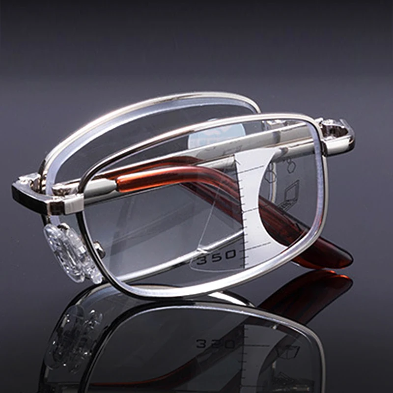 CLLOIO Folding Reading Glasses Men Women Portable Multifocal  Glasses Anti Blue Ray Presbyopic optical Eyewear with Leather Case