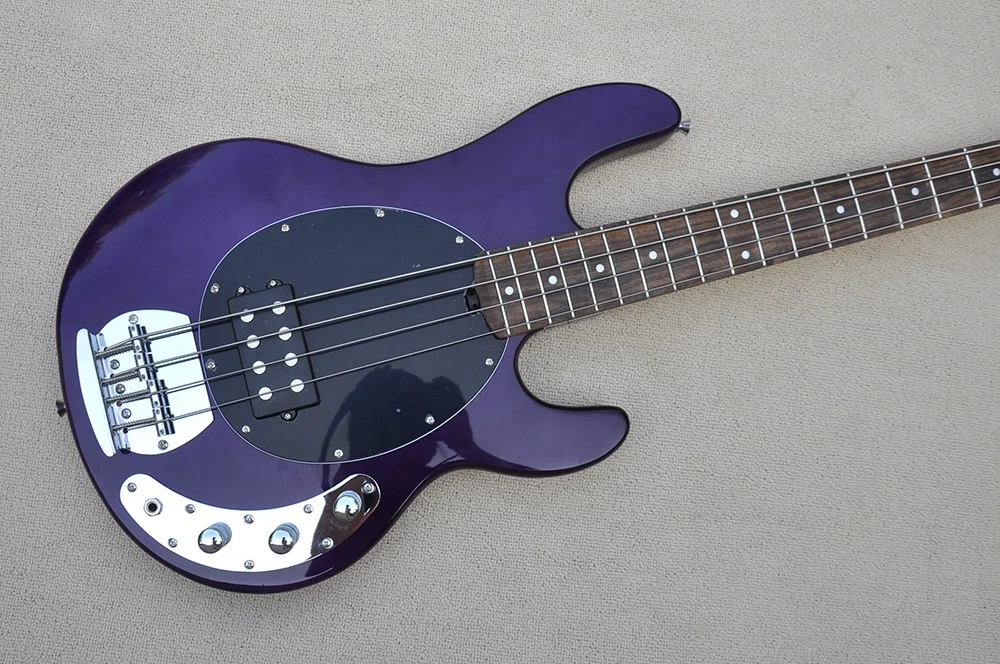 Purple Body 4 Strings Electric Bass Guitar with Maple Neck,Chrome Hardware,Provide customized service