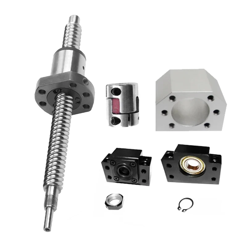 Conjunto de Parafusos de Esfera de Precisão Sfs1205 1210 1605 1610 1616 2005 2010 2023 Final Usinado Sfs Ballnut 500 1000 1150 1050 1100 mm Bkbf 1pc