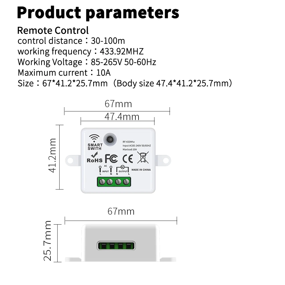 WENHIOT Wireless Switch 1/2gang No Battery Self-Powered Waterproof Switch Push Button Panel Remote Control Wall Light Switch