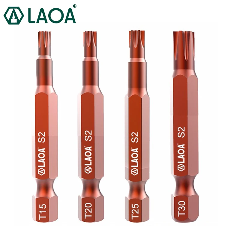 LAOA 1/4 Electric Screwdriver Torx Bits with Magnetic 50mm 100mm Length S2 Electric Hex Torx Head T8-T20-T40