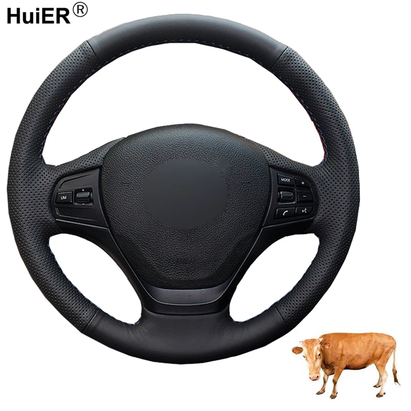 Hand Sewing Car Steering Wheel Cover Top Cow Leather For BMW F30 F31 F34 F20 F21 F22 F23 316i 320i 328i Volant Funda Volante