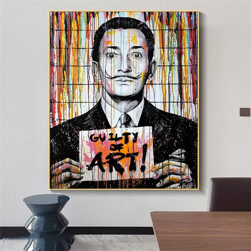 Abstract Salvador Dali Guilty Of Art Prints Canvas Painting Posters On Watercolour Cartoon Wall Art Picture For Room Decoration