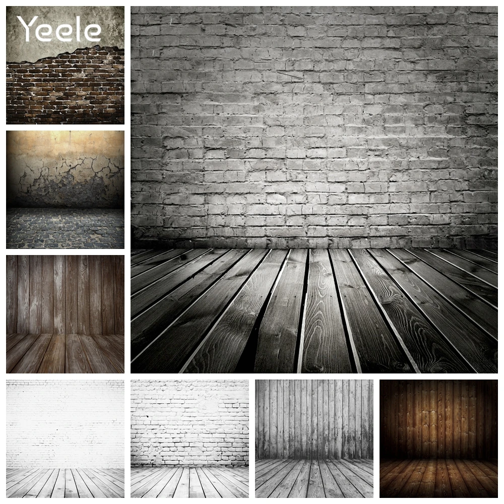 

Yeele Brick Wall Cement Wooden Boards Floor Baby Portrait Planks Photography Backgrounds Photographic Backdrops For Photo Studio