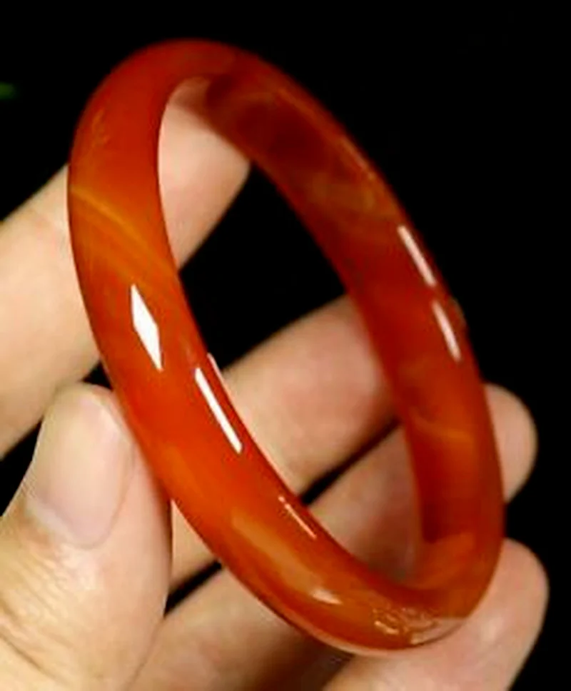 Optional 56-65 mm Certified Red Natural Chalcedony Agate Bangle Bracelet AAA