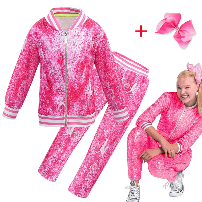 

New Baby Girls Spring Autumn girls JOJO Siwa clothes sets Zipper Coat Pant for toddler clothing Suit children Sport cotton wear