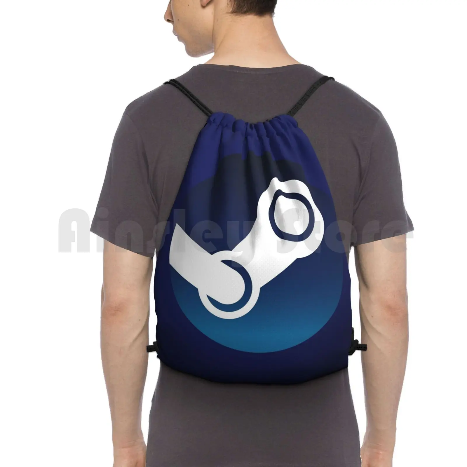 Steam Logo Backpack Drawstring Bag Riding Climbing Gym Bag Steam Online Gaming Platform Steampowered Powered Game Games