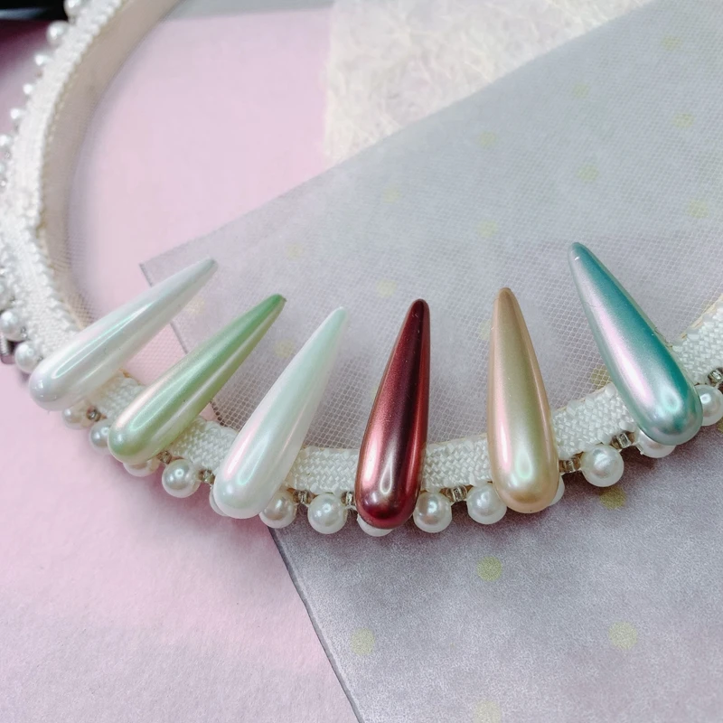 Retro Temperament Symphony Long Water Drop Highlight Semi-hole Pearl Earring Earring Material 4pcs