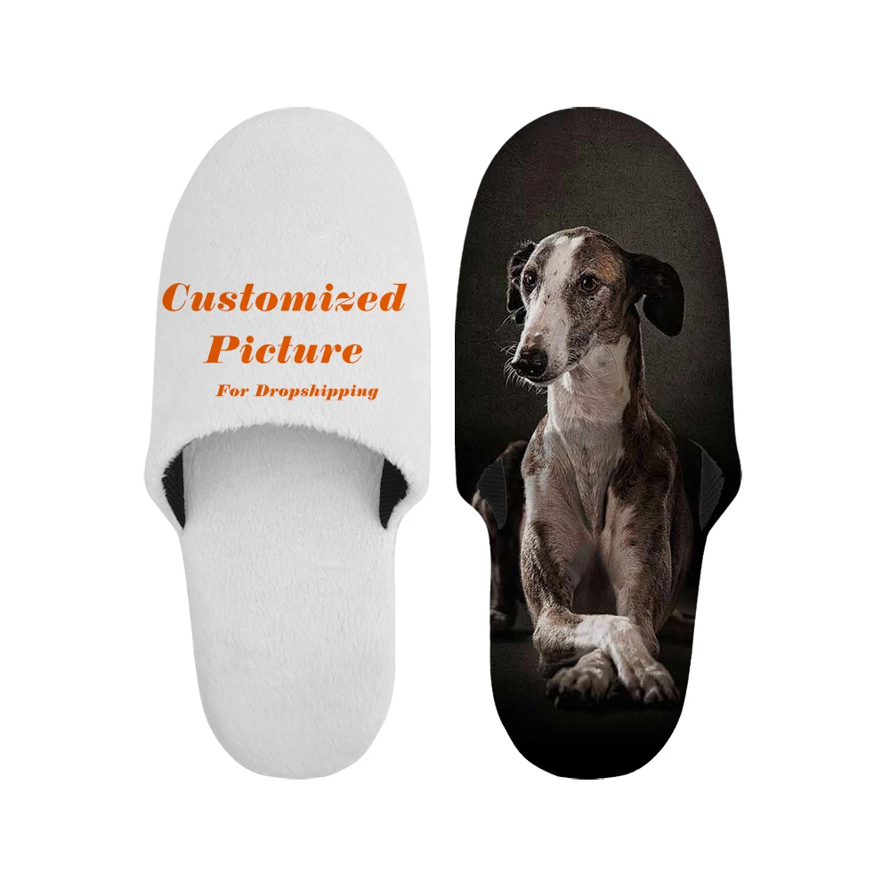 WHEREISART Custom Your Image Men's Winter Home Slippers Fashion Bedroom Indoor Shoes Couple 3D Printed Wholdesale Dropshipping