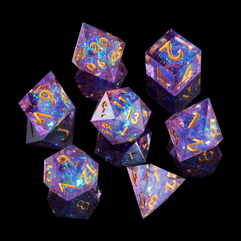 MINI PLANET Galaxy Series Handmade Dice With Sharp Edges Polyhedral Resin DND Dice Set for TRPG Desktop Games D&D Accessories