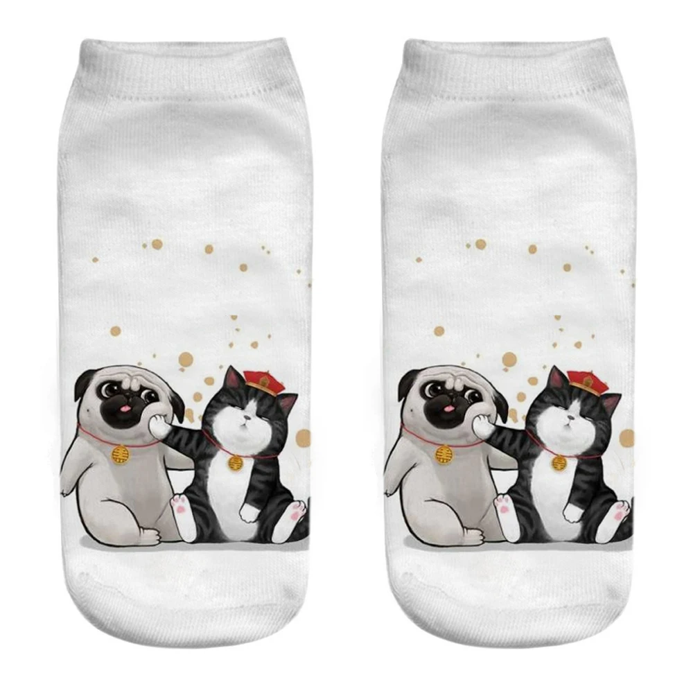 1 paio simpatico cartone animato divertente stampa 3D Happy Love Cat con dio vita quotidiana calzini Unisex creativi orgogliosi Pug Kitten calzini