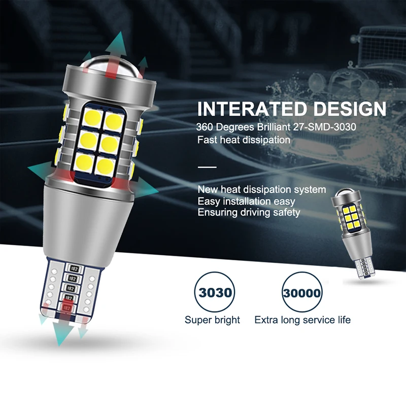 NLpearl-Lámpara de señal W16W LED T15 921 912, Bombilla superbrillante 3030 27SMD T15, Canbus, luces traseras de reserva de marcha atrás, 12V, 2 uds.