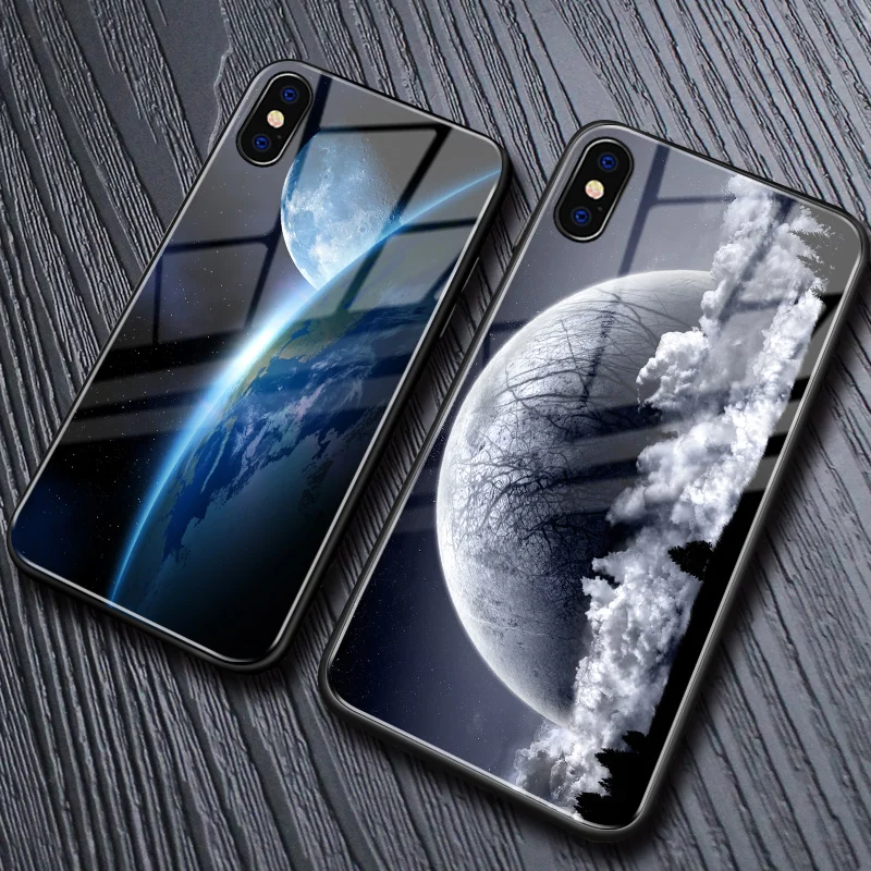 For iphone XR Case Hard Black Cover Case Tempered Glass  For iphone 11 12 Pro Max X XR XS Max 8 7 6 6s plus