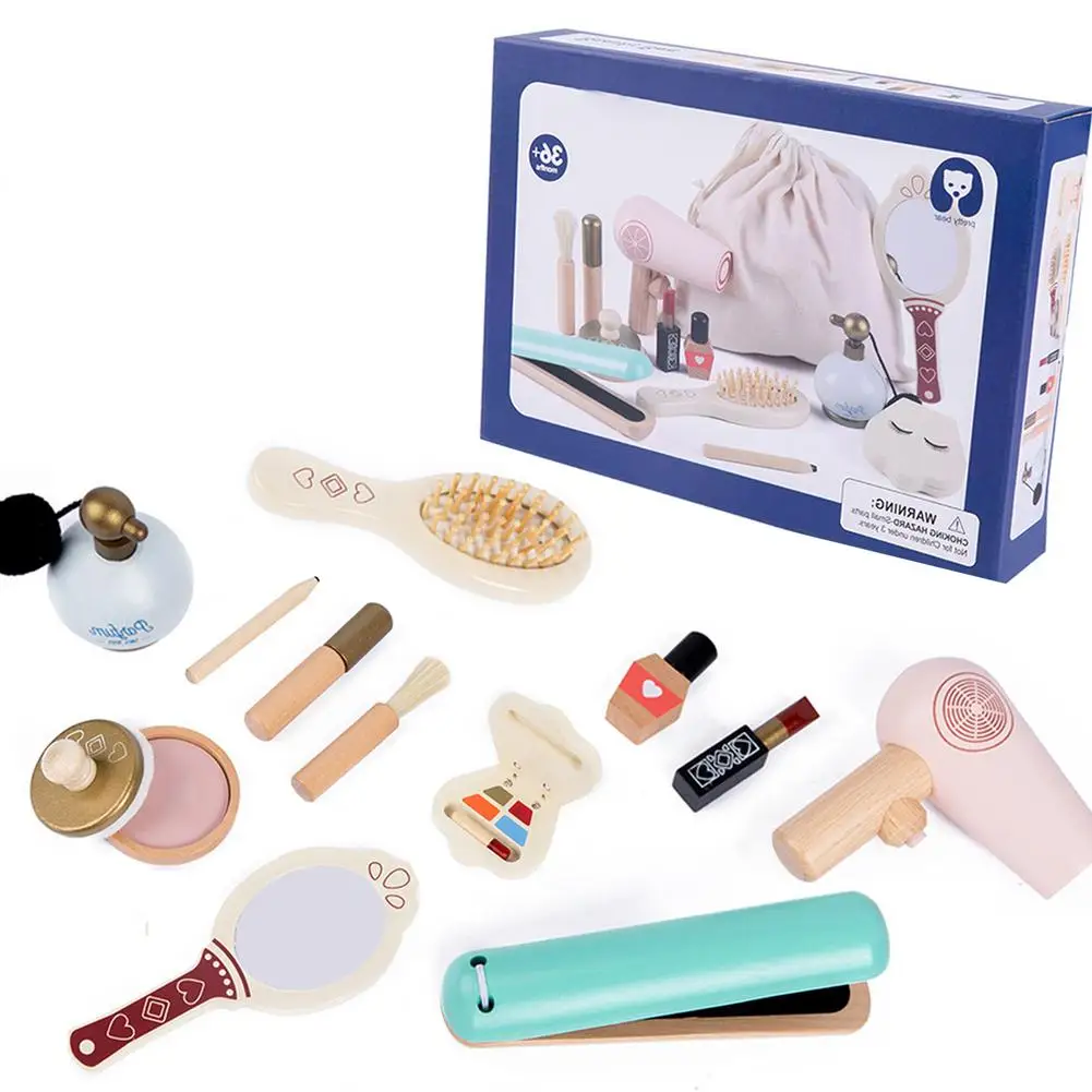 Meisjes Houten Schoonheidssalon Speelgoed Make Playset Grote Gift Voor Kinderen Simulatie Speelhuis Speelgoed Dressoir Meisje Prinses Cosmetica Set