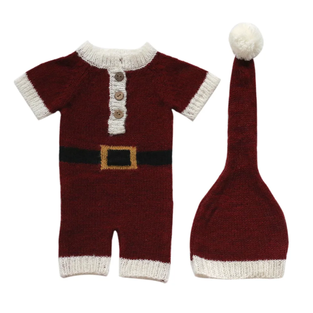 

MOMLUVBB Newborn Baby Photography Props Crochet Knit Christmas Outfits Hat Santa Clause Fotografia Photoshoot Studio Accessories