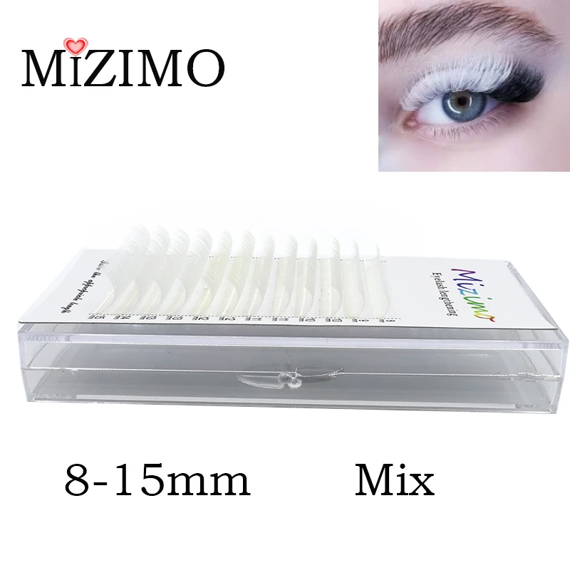 New White Color 8-15 Length Mixed With Natural Softness Extended Professional Grafting False Eyelashes Makeup C/D