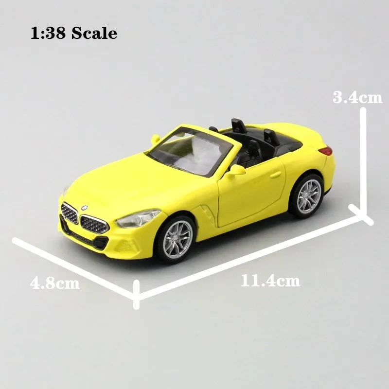 Diecast Metal Toy Model 1:38 Scale BMW Z4 M40i Convertible Car Pull Back Educational Collection Doors Openable Gift Match Box